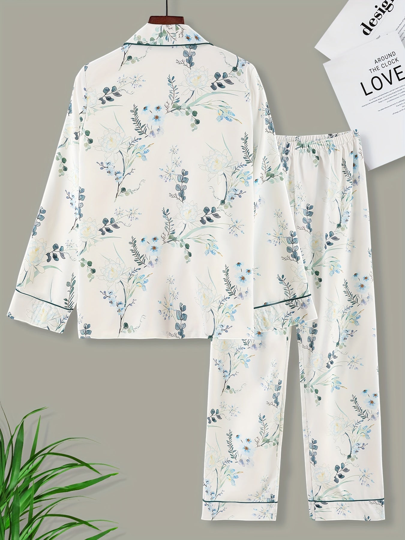 Floral Lounge Set Long Sleeve Top & Pants Women's Loungewear