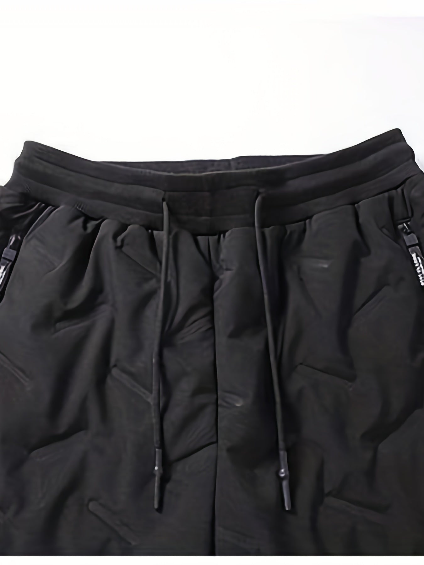 Men's Warm Cotton Padded Trousers with Zipper Pocket for Fall Winter