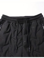 Men's Warm Cotton Padded Trousers with Zipper Pocket for Fall Winter