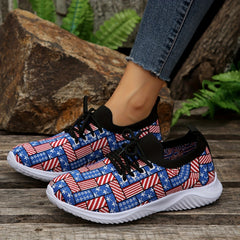 Women's Stripe Graphic Running Shoes Breathable Lace Up Sneakers