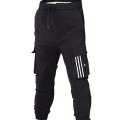 Men's Cotton Cargo Pants with Drawstring, Outdoor Joggers Spring Summer