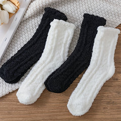 4 Pairs Fuzzy Socks Comfy & Warm Mid Tube Women's Stockings