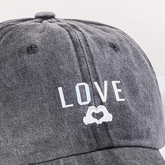 Love Print Washed Baseball Cap Casual Sun Hats Unisex Dad Hat