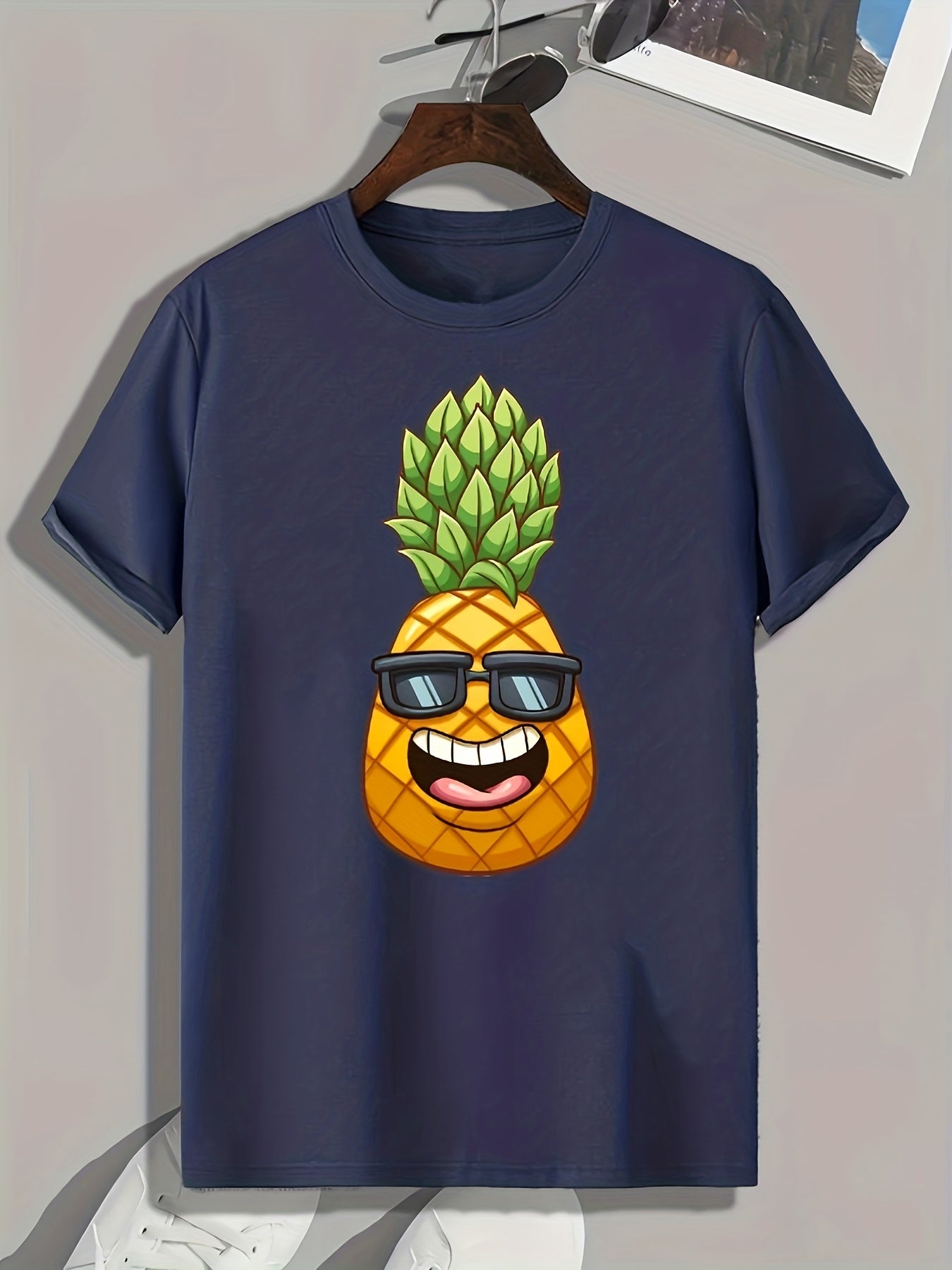 Pineapple Pattern Print Men's Sports T-Shirt - Summer Outdoor Fitness Clothing