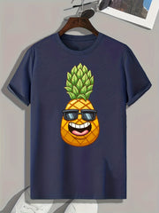Pineapple Pattern Print Men's Sports T-Shirt - Summer Outdoor Fitness Clothing