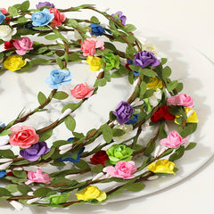 Set of 3 Bohemian Style Flower Crown Headbands - Festive Hair Accessories