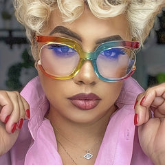 Y2K Owl Clear Lens Glasses Unisex Kpop Jelly Block Frame
