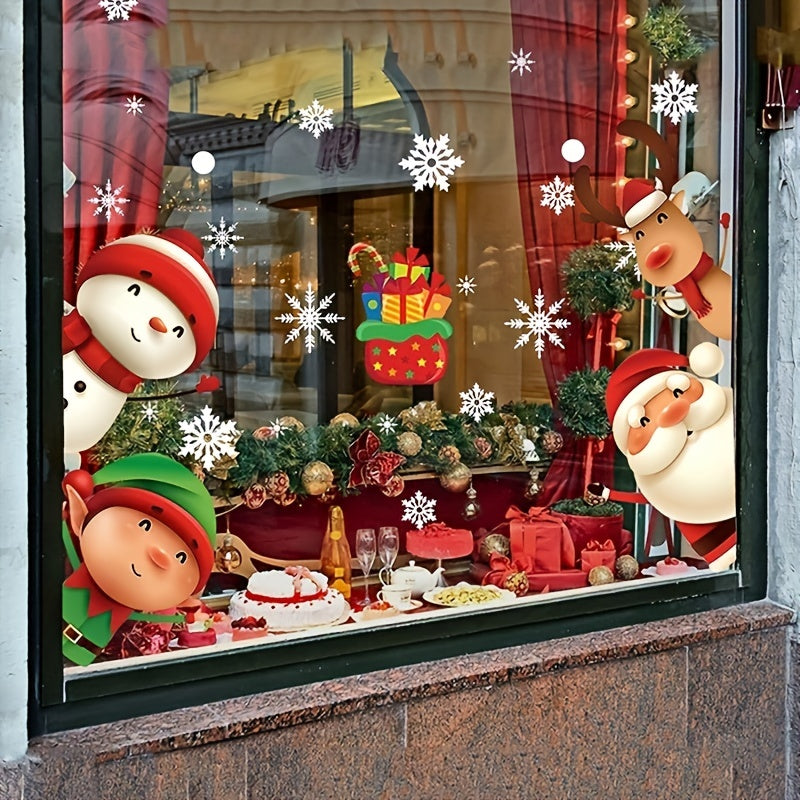 80pcs Christmas Snowflake Window Clings Xmas Decals Decorations