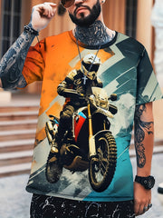 Men's Motorbiker Graphic Tee Casual Stretch Breathable
