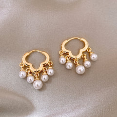 2pcs Girls Cloud Tassel Faux Pearl Fairy Earrings Set