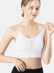 Criss Cross Back Sports Bra Comfy & Breathable Yoga Wireless Bra
