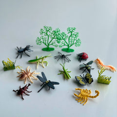 Insect Plant Model Set 16pcs Scorpion Spider Ladybug Stick Insect Centipede