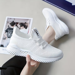 Women's Knit Sports Shoes Lace Up Low Top Running Shoes