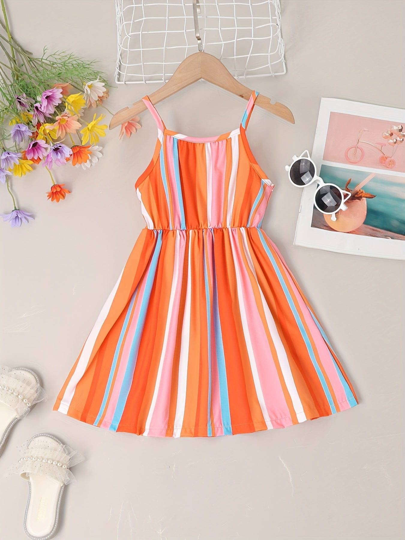 Girl Spaghetti Strap Polka Dots Summer Beach Dress