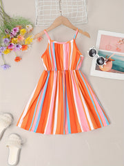 Girl Spaghetti Strap Polka Dots Summer Beach Dress