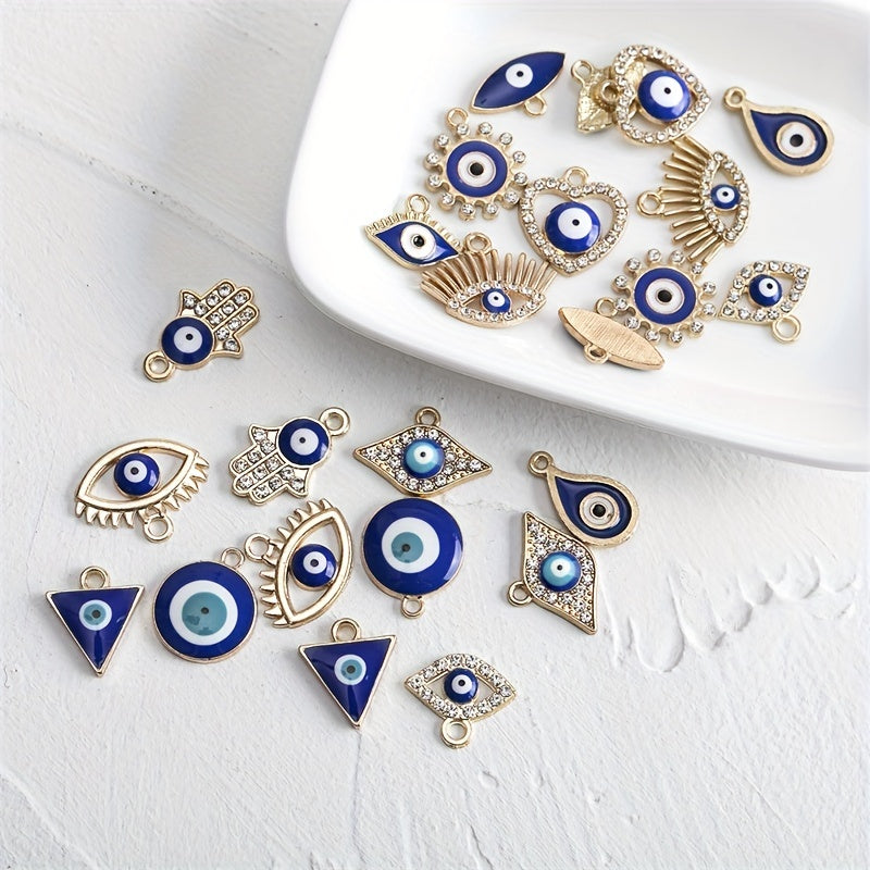 24pcs Evil Eye Alloy Pendant for DIY Necklace Bracelet Earrings