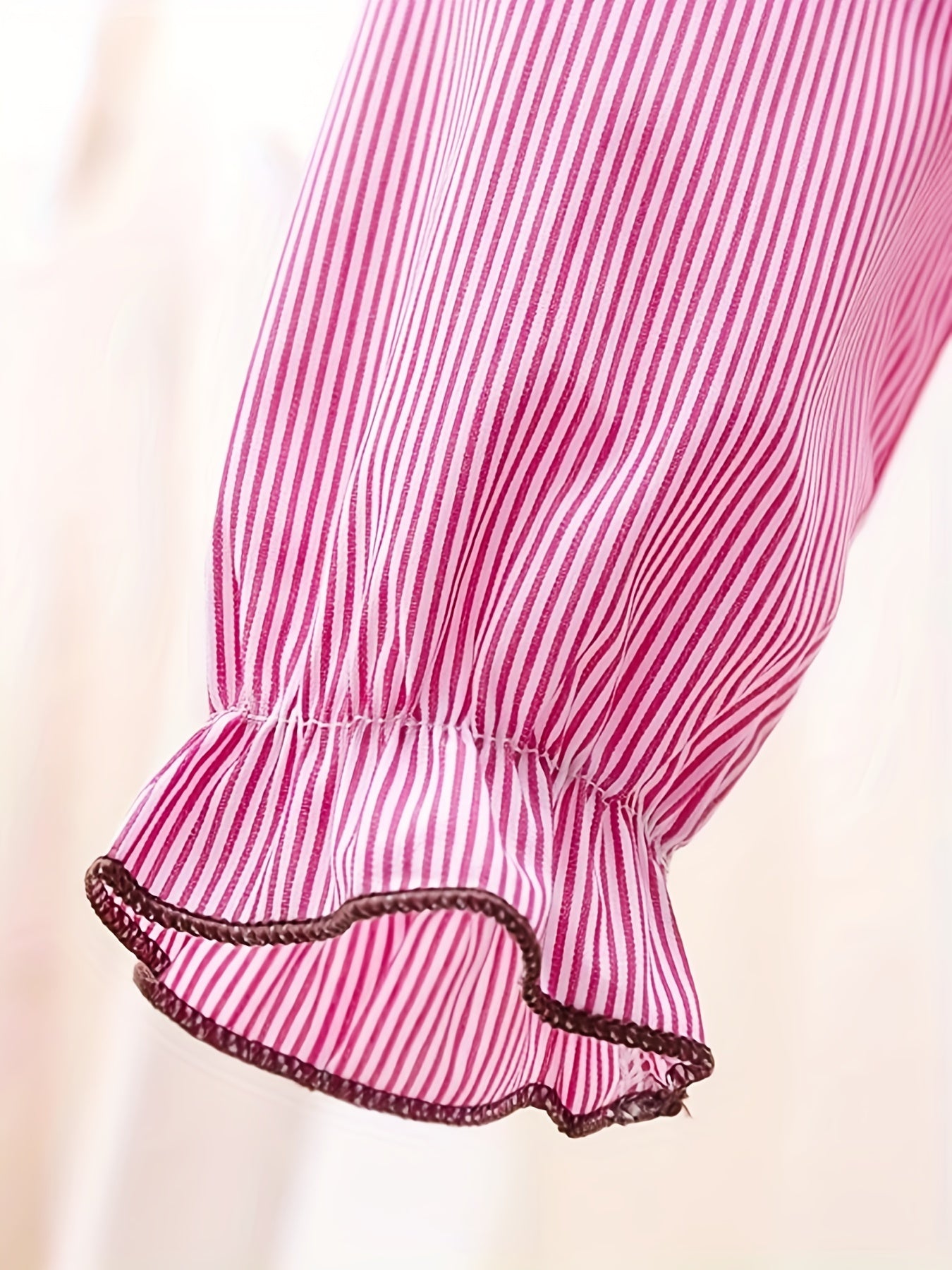 Girls Striped Preppy Shirt Button Down Bow Blouse