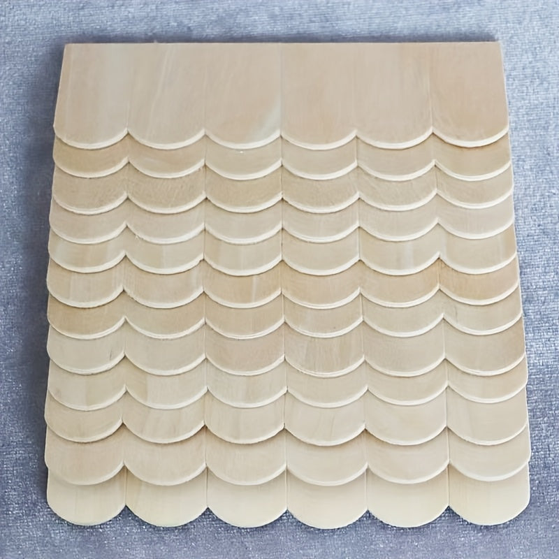 12pcs 1:12 Dollhouse Roof Shingles Wood Scalloped Tiles DIY House Building