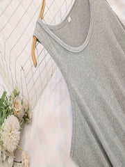 3 Pack Plus Size Lounge Dress Set Women's Plus Solid Round Neck Plain Tank