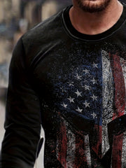Helmet Print Men's Long Sleeve Novelty T-shirt for Autumn