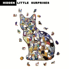 Wooden Cat Puzzle - Irregular Kittens Shape, Stress Relief Game