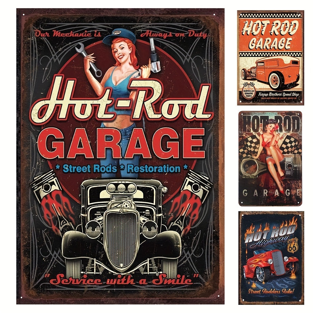 Vintage Hot Rod Garage Pistons Tin Sign 30x20 cm