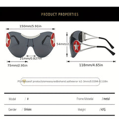 Y2K Star One piece Sunglasses Wrap Around Aviator UV400 Sun Shades