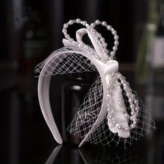 Faux Pearl Bowknot Headband Wide Brim Head Band Bridal Head Hoop