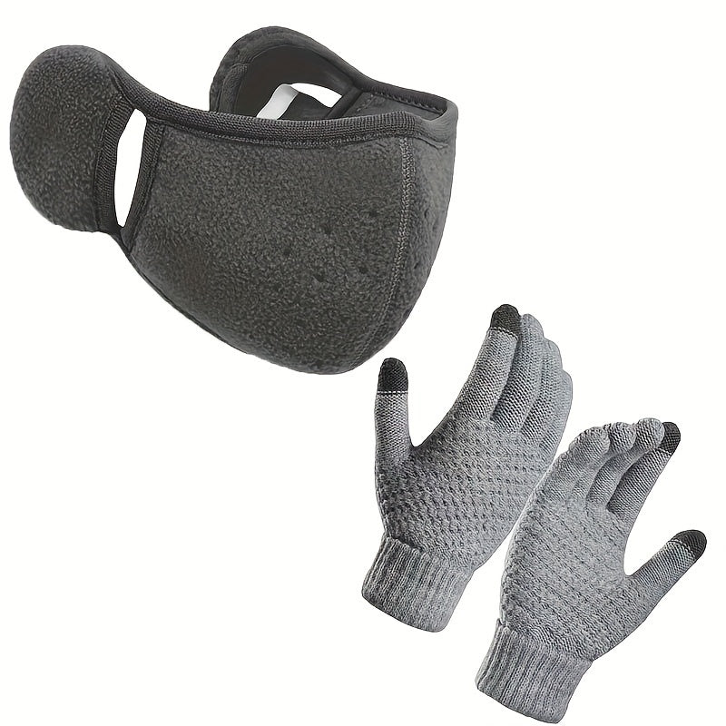 Outdoor Riding Ear Protection Mask Knitted Gloves Set