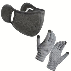 Outdoor Riding Ear Protection Mask Knitted Gloves Set