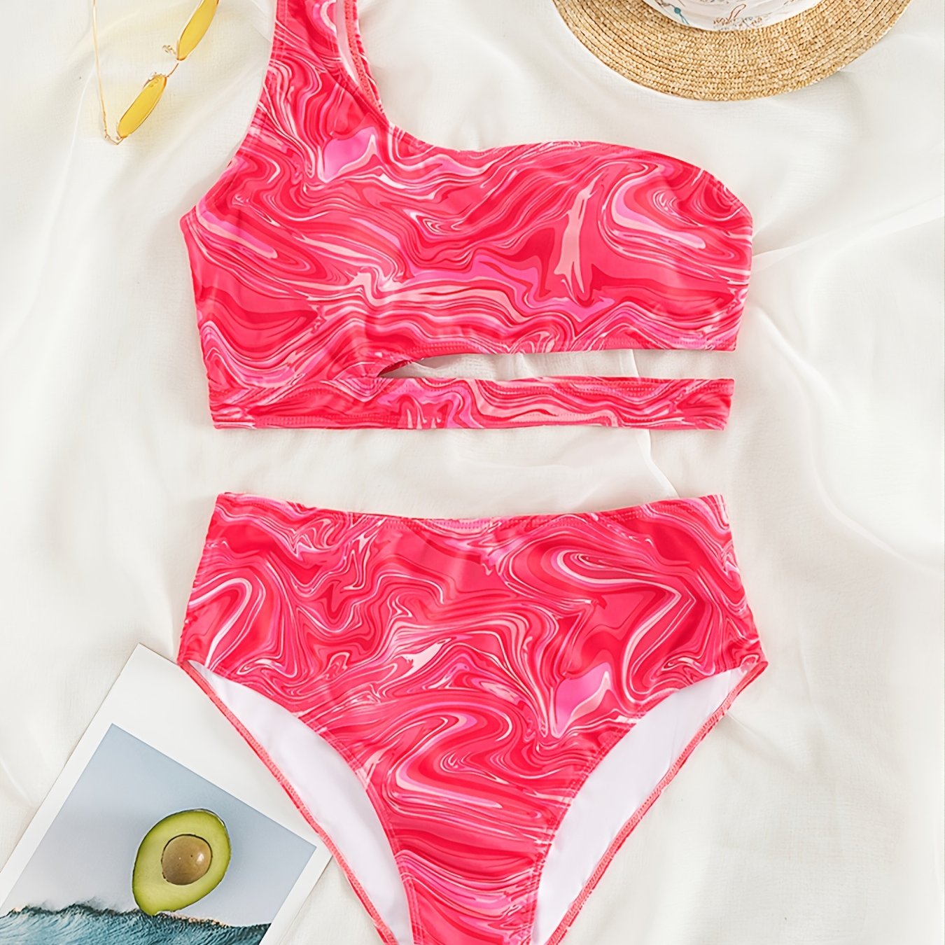 One Shoulder Cut Out Bikini Set