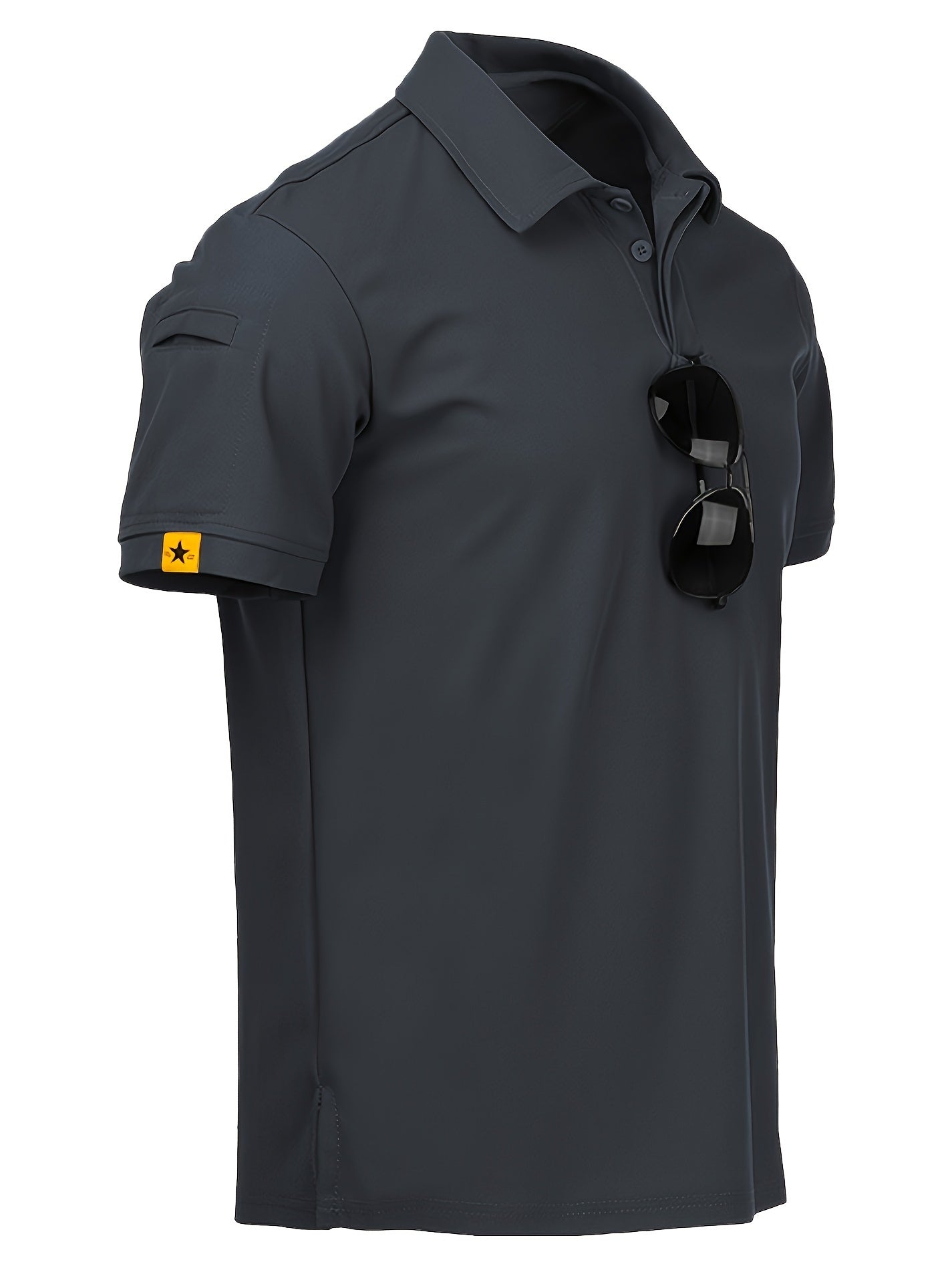Men's Lapel 1/4 Button Short Sleeve Shirt For Fitness Training