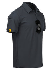 Men's Lapel 1/4 Button Short Sleeve Shirt For Fitness Training