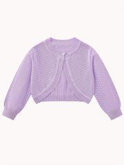 Girls Thin Knitwear Cotton Cardigan Sweater Long Sleeve Cover Up Button Closure