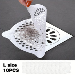 10pcs Disposable Floor Drain Stickers Mesh Shower Drain Covers Hair Catchers