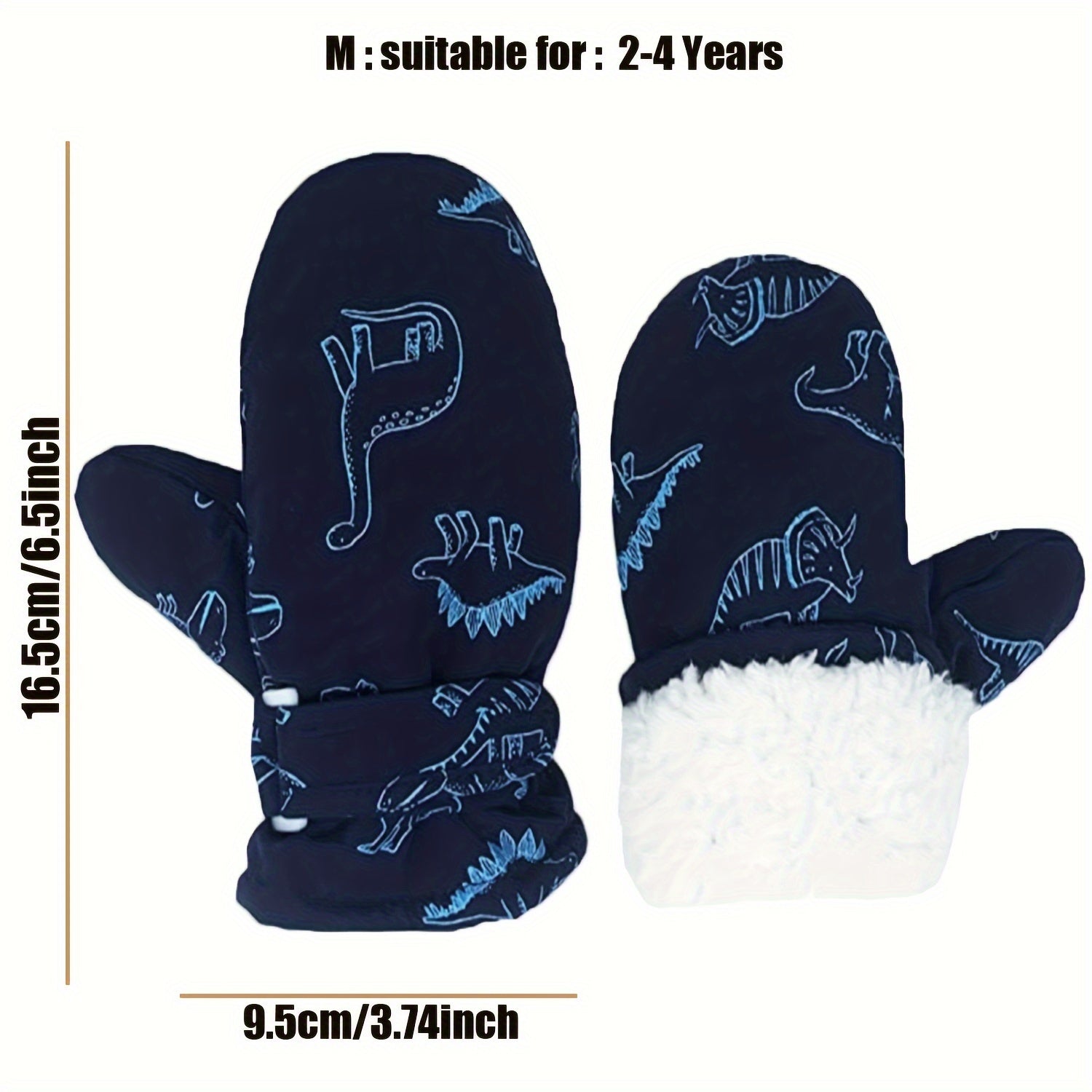 Winter Warm Lined Fleece Gloves Waterproof Snow Mitten For Kids