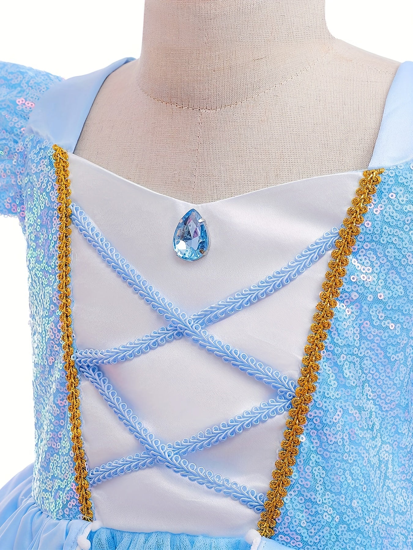 Girls Princess Costume Puff Sleeve Fancy Party Dress Up Set