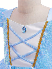 Girls Princess Costume Puff Sleeve Fancy Party Dress Up Set