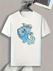 Shark Pattern Men's Comfy Sports T-shirt Graphic Tee for Fitness Activities