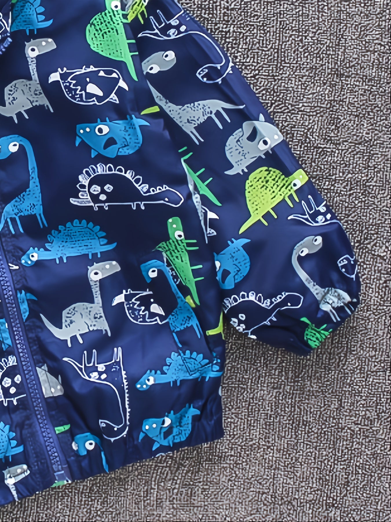 Kids Cartoon Dinosaur Zipper Hooded Jacket