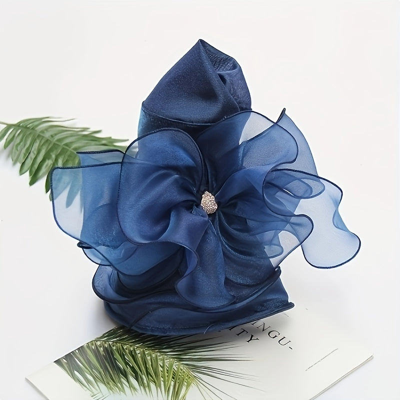 Organza Sun Hat Mesh Flower Foldable Travel Beach UV Protection Church Derby