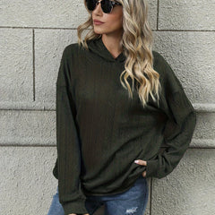 Solid Drop Shoulder Hoodie Long Sleeve Women's Sweatshirt