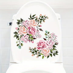 Plant Flowers Toilet Stickers Self Adhesive Bathroom Decor