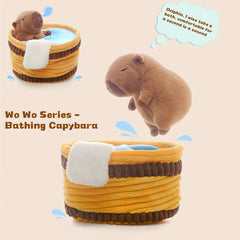 Bathing Capybara Plush Toy & Fluffy Water Rat with Towel