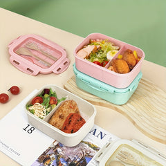 Classic Bento Lunch Box Set with Fork and Spoon for Lunch, Picnics, School, Work