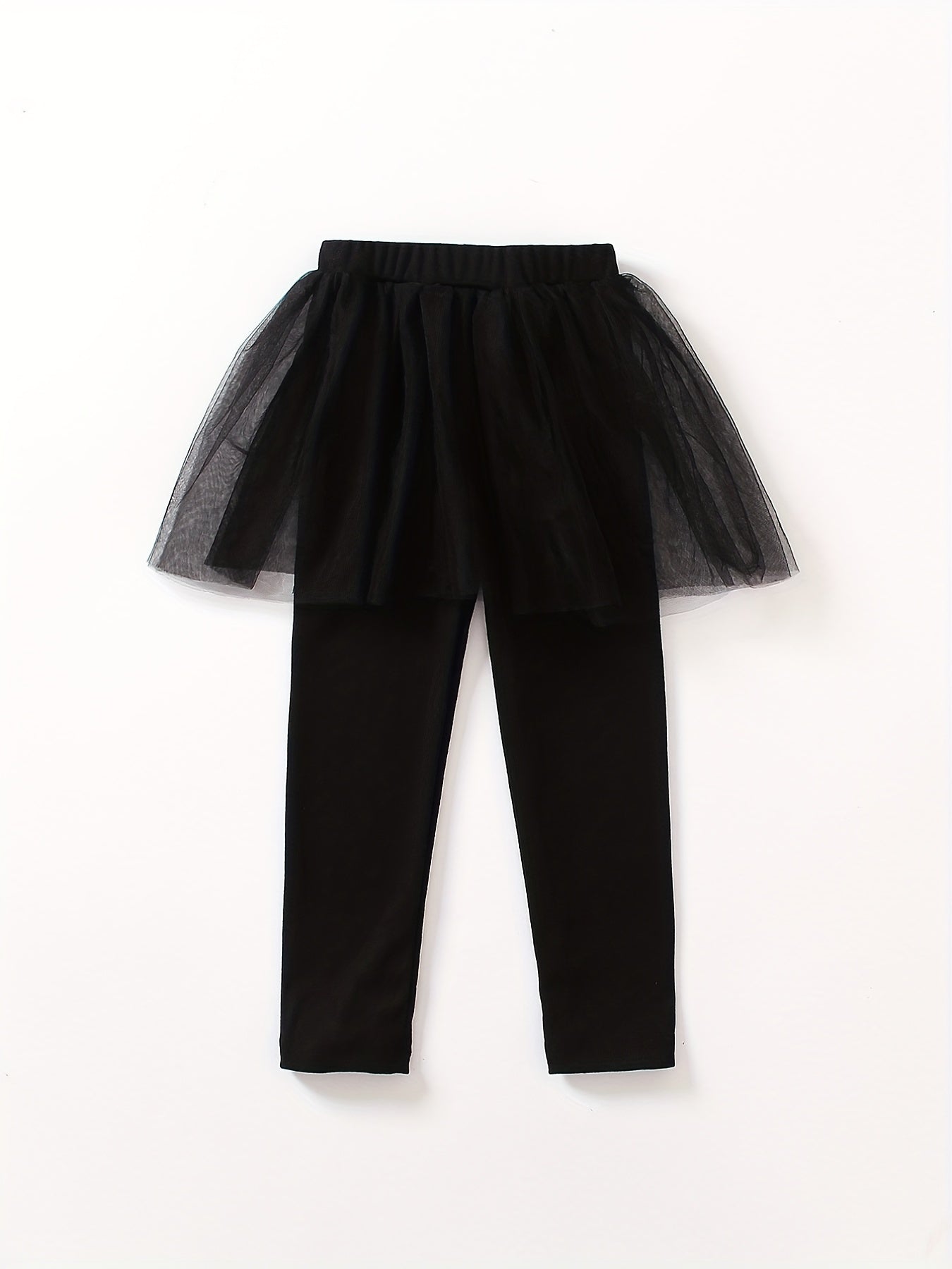 Toddler Girls One piece Pants Solid Trousers Matching Mesh Short Skirt