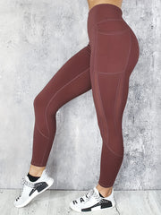 Sports Leggings Women's Plus Solid Pipping Contrast Mesh High Rise