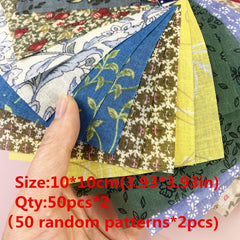 100 Pcs Dark Cloth Group DIY Patchwork 50 Colors 2 Pcs Random