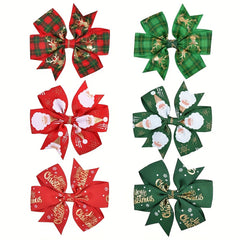 6pcs Christmas Bow Hair Clip Hair Accessories for Girls