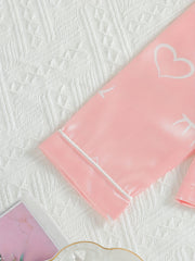 Girl's Heart & Eyelashes Print Pajama Set